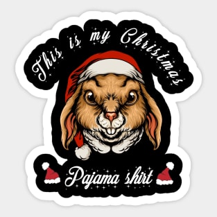 This Is My Christmas Pajama Outfit Xmas Lights Funny Bunny Sticker